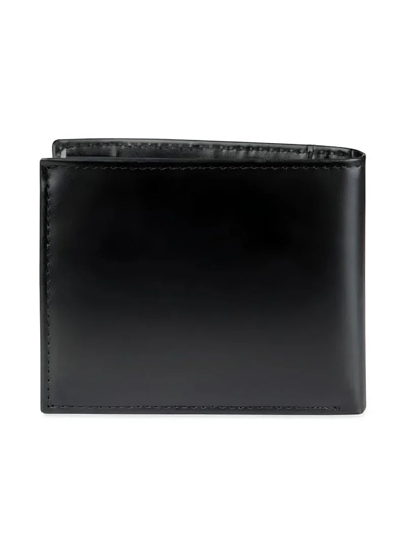 TH Black Leather Bifold Wallet For Men