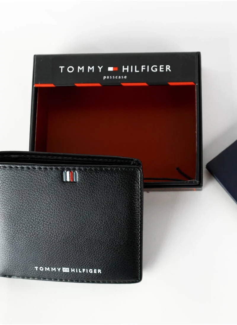 TH Black Leather Wallet For Men