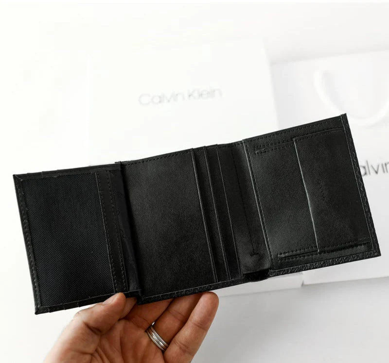CK Black Leather Wallet-Keychain Set For Men