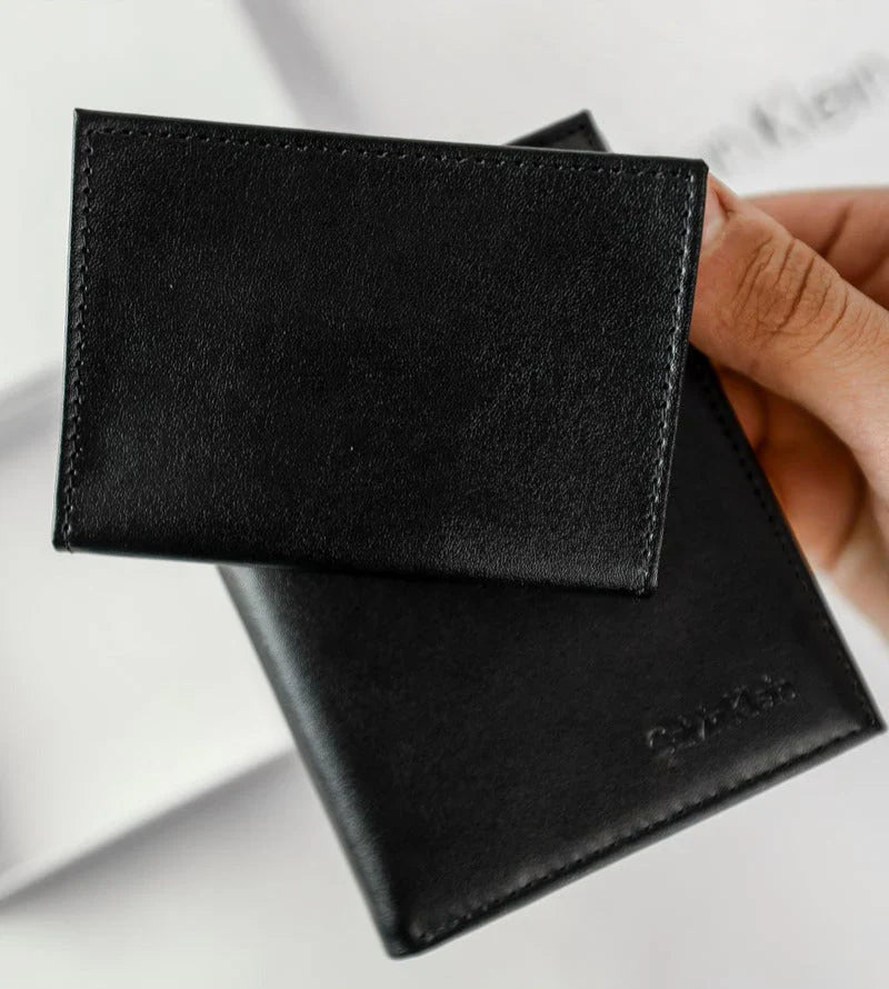 CK Black Leather Wallet-Keychain Set For Men