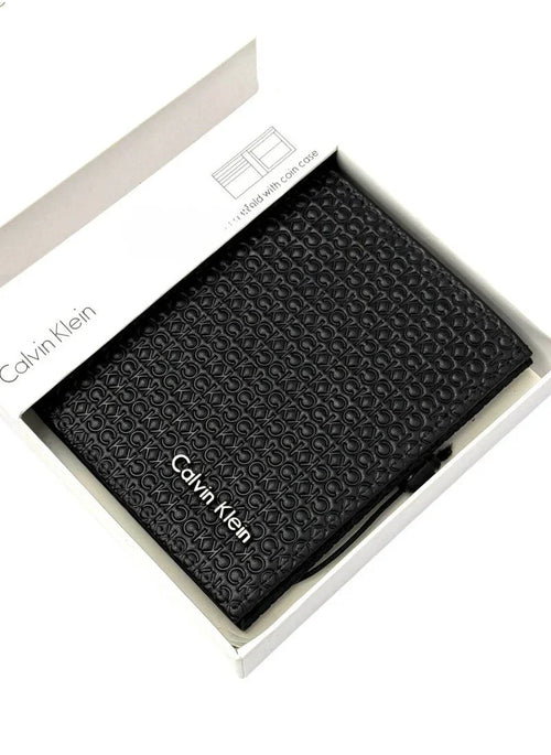 CK Black Leather Wallet-Keychain Set For Men