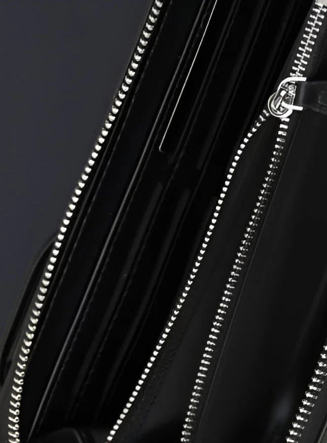 TH Long Black Leather Wallet For Men