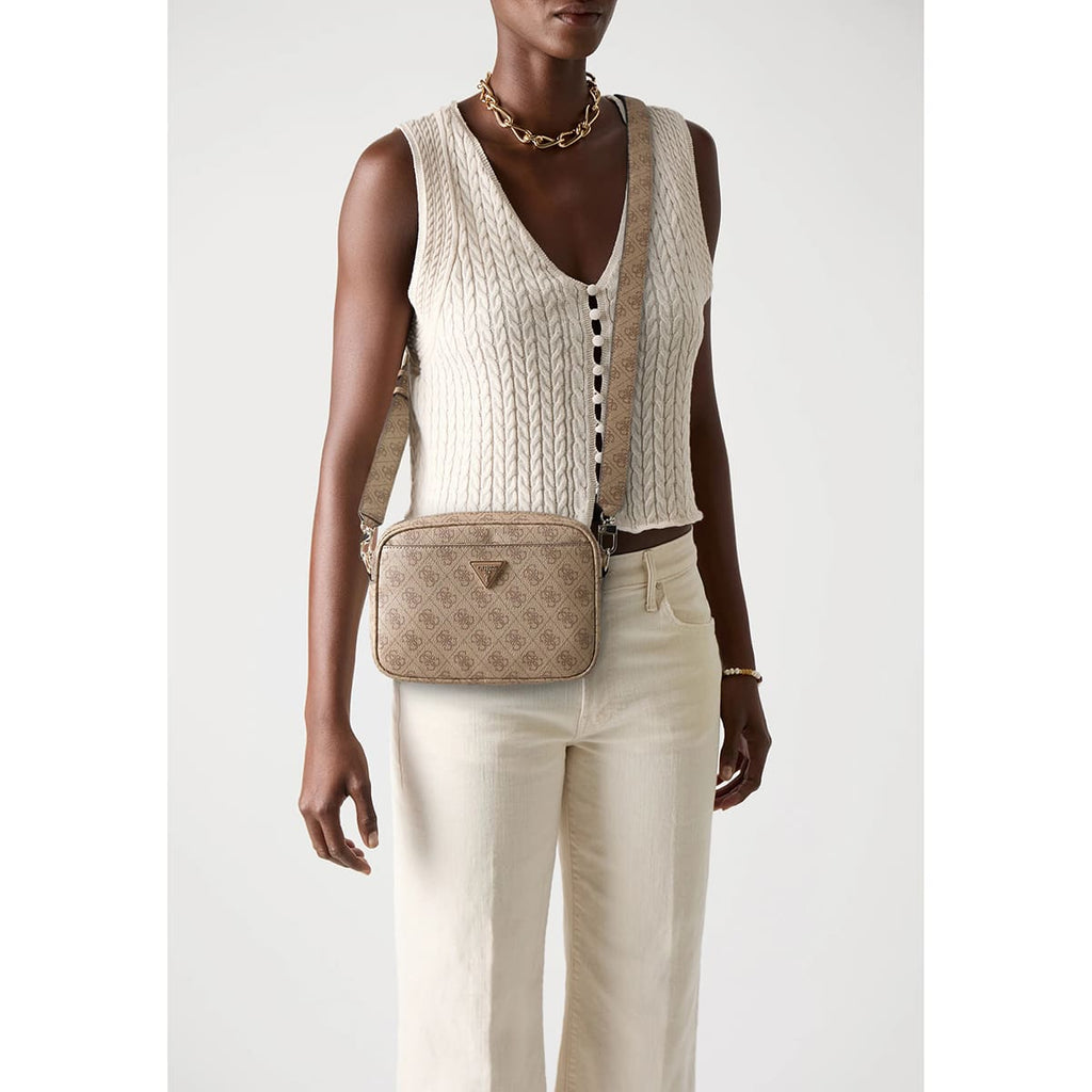 Guess Brown Latte Women Cross Body Bag Hwsg87 78140 Ltl