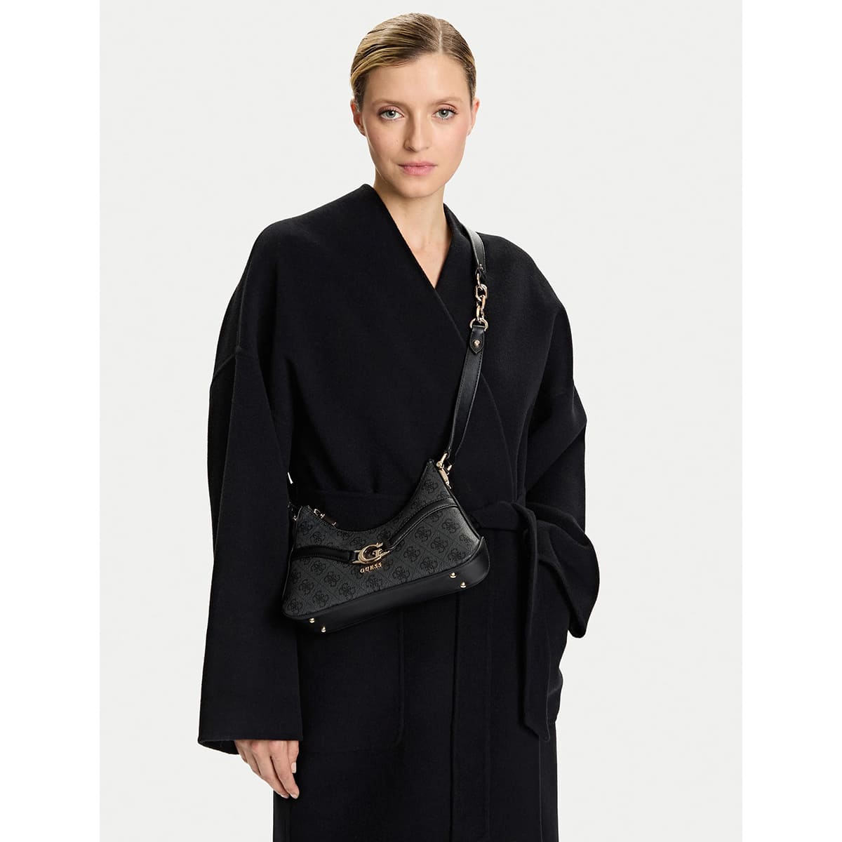 Guess Coal Black Women Shoulder Bag Hwsg7993730 Clo