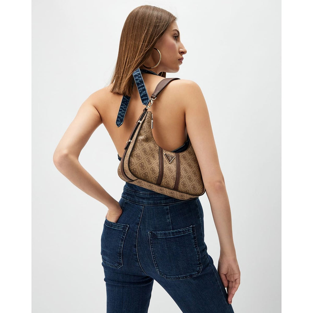 Guess Latte Logo Brown Light Brown Brown Women Shoulder Bag Hwsg9000180 Lgw