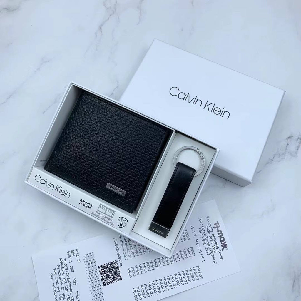 Calvin Klein Wallet & Keychain Set For Men