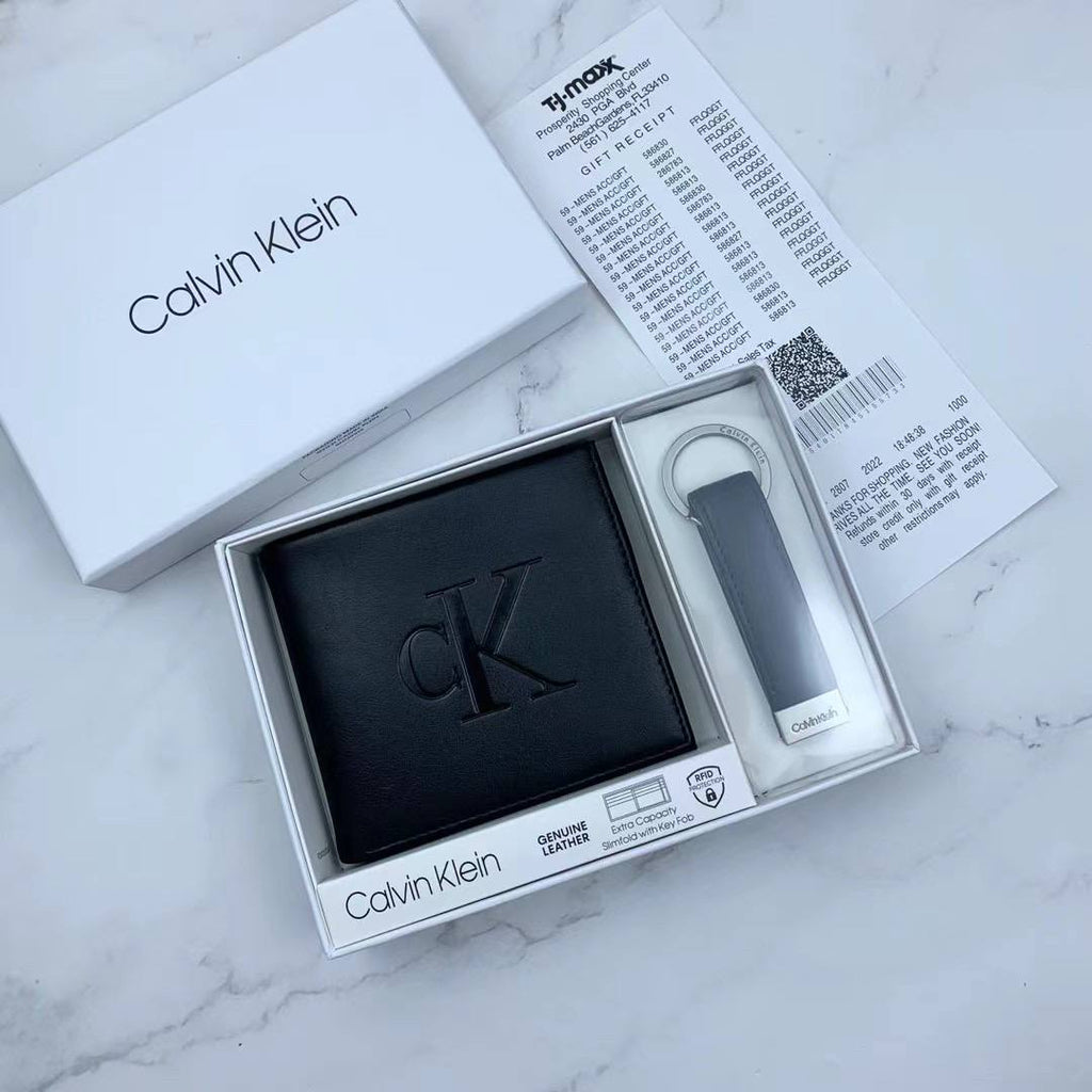Calvin Klein Wallet & Keychain Set For Men