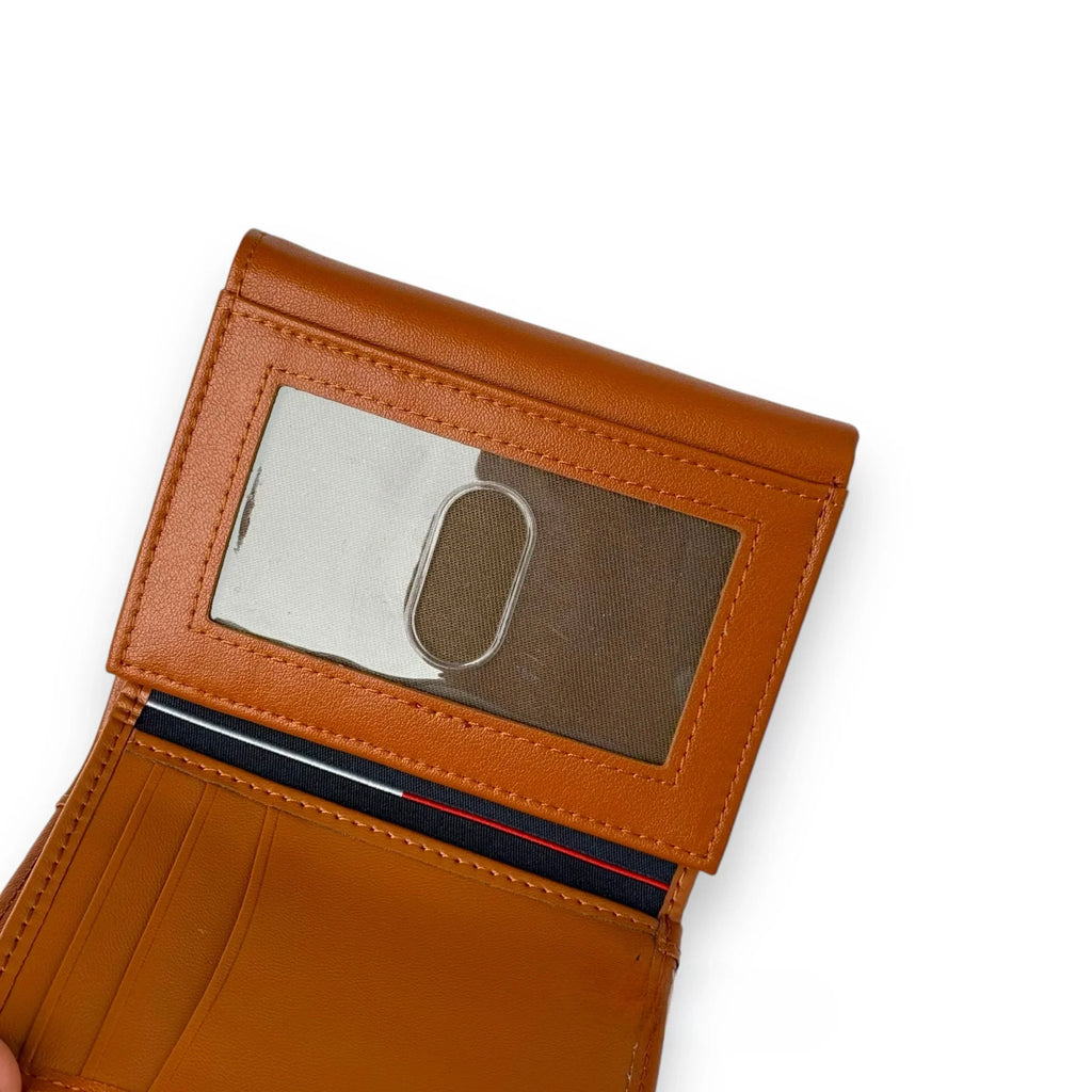 TH Camel Leather Trifold Wallet For Men