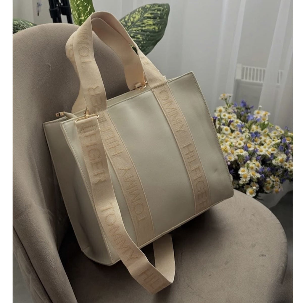 Tommy Hilfiger Beige Women Handbags Tote Bag